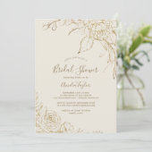 Gilded Floral | Creme und Gold - Brautparty Einladung (Stehend Vorderseite)