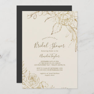Gilded Floral   Creme und Gold - Brautparty Einladung
