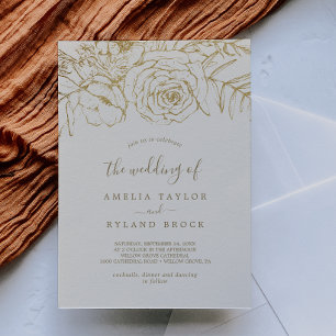Gilded Floral Creme und Gold - Hochzeit von Einladung