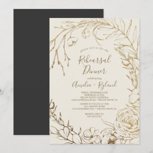 Gilded Floral Creme und Gold Probe Abendessen Einladung