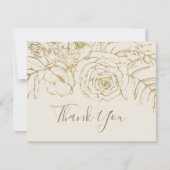 Gilded Floral | Creme und Gold Vielen Dank Dankeskarte (Vorderseite)
