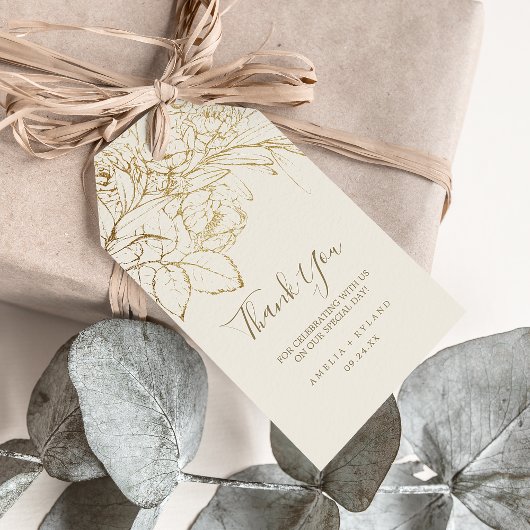 Gilded Floral | Creme und Gold Vielen Dank Geschenkanhänger