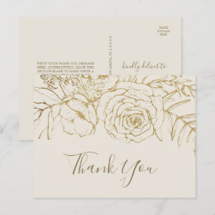 Gilded Floral   Creme und Gold Vielen Dank Postcar Postkarte