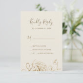 Gilded Floral | Einfache RSVP-Karte für Creme und RSVP Karte (Stehend Vorderseite)
