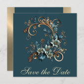 Gilded Floral Elegance Save the Date (Vorne/Hinten)