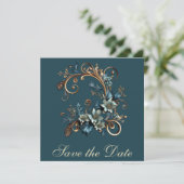 Gilded Floral Elegance Save the Date (Stehend Vorderseite)