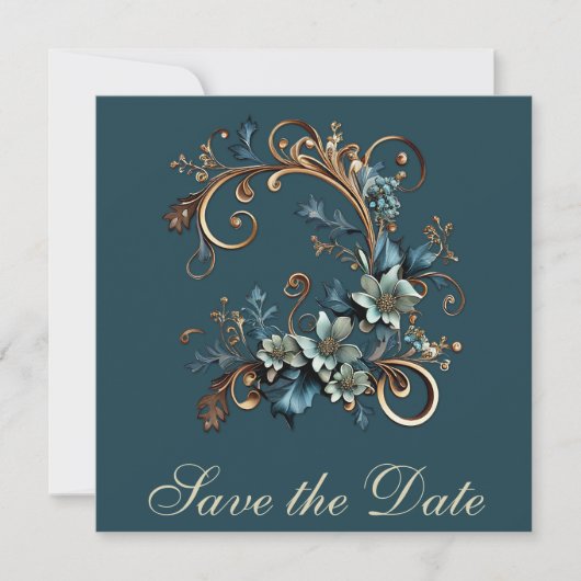 Gilded Floral Elegance Save the Date (Vorderseite)