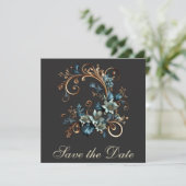 Gilded Floral Elegance Save the Date (Stehend Vorderseite)