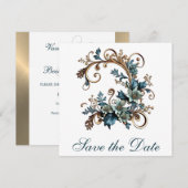Gilded Floral Elegance Save the Date (Vorne/Hinten)