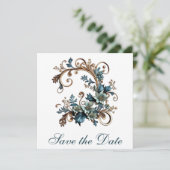 Gilded Floral Elegance Save the Date (Stehend Vorderseite)