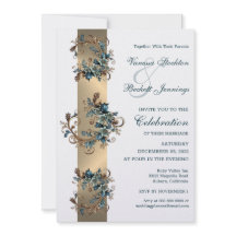 Gilded Floral Elegance Wedding Einladung