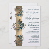 Gilded Floral Elegance Wedding Einladung (Vorne/Hinten)