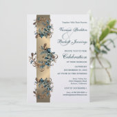 Gilded Floral Elegance Wedding Einladung (Stehend Vorderseite)