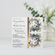 Gilded Floral Elegance Wedding Einladung
