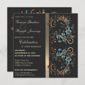 Gilded Floral Elegance Wedding Einladung (Vorne/Hinten)