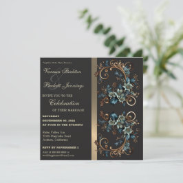 Gilded Floral Elegance Wedding Einladung