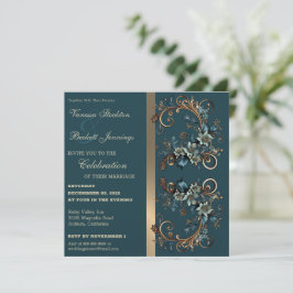 Gilded Floral Elegance Wedding Einladung