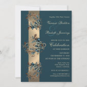 Gilded Floral Elegance Wedding Einladung (Vorderseite)