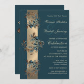 Gilded Floral Elegance Wedding Einladung (Vorne/Hinten)