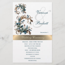 Gilded Floral Elegance Wedding Program