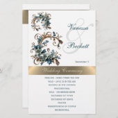 Gilded Floral Elegance Wedding Program (Vorne/Hinten)