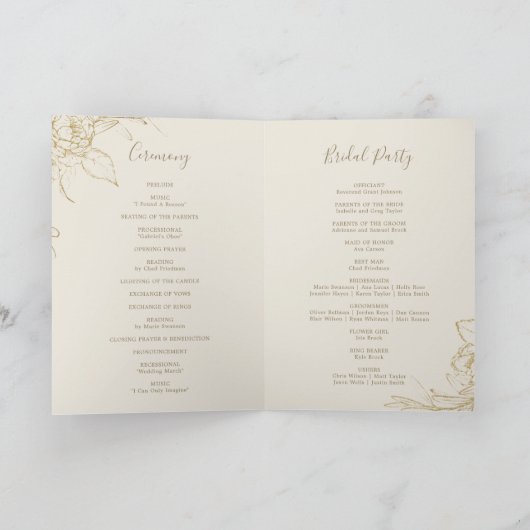 Gilded Floral | Gedeckte Hochzeit mit Creme und Go Programm (Innenseite)