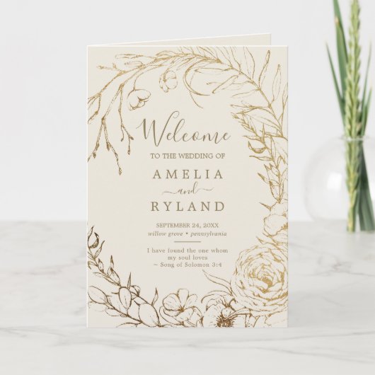 Gilded Floral | Gedeckte Hochzeit mit Creme und Go Programm (Vorderseite)
