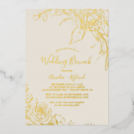 Gilded Floral | Gold Foil and Cream Wedding Brunch Folieneinladung
