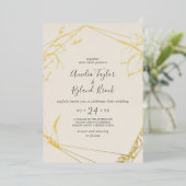Gilded Floral | Gold Foil Cream Front Back Wedding Folieneinladung (Stehend vorne)