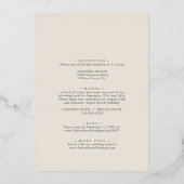 Gilded Floral | Gold Foil Cream Front Back Wedding Folieneinladung (Rückseite)