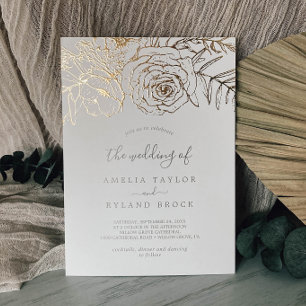 Gilded Floral Gold Foil Cream The Wedding of Folieneinladung