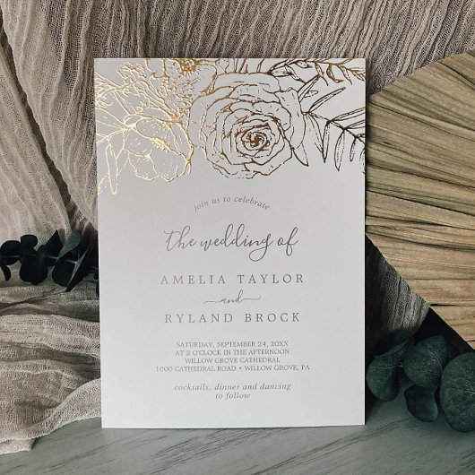 Gilded Floral | Gold Foil Cream The Wedding of Folieneinladung