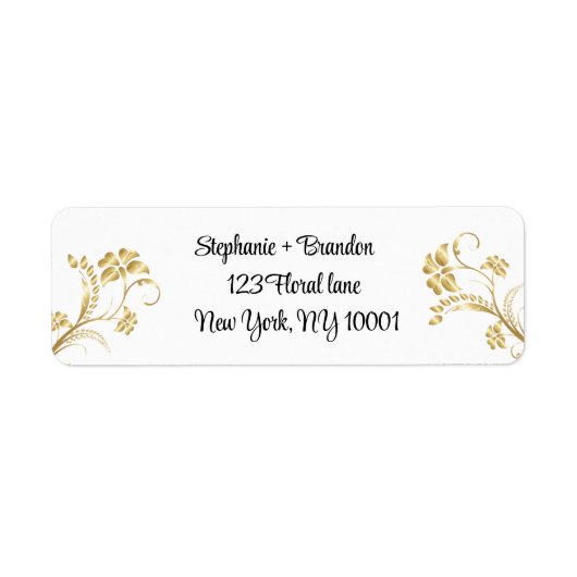 Gilded Floral Gold Moderne Rücksendeadressen-Aufkl (Vorne)