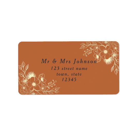 Gilded Floral Gold Rücksendeadresse Adressaufkleber (Vorne)