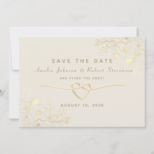 Gilded Floral Gold Wedding rettet das Datum Save The Date (Vorderseite)