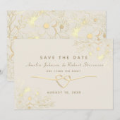 Gilded Floral Gold Wedding rettet das Datum Save The Date (Vorne/Hinten)