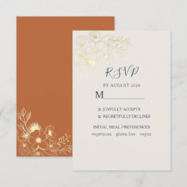 Gilded Floral Gold Wedding RSVP Card Karte