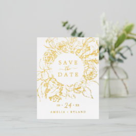 Gilded Floral | Goldfolie Save the Date Folie Einladungspostkarte