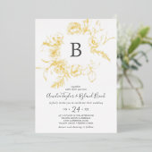 Gilded Floral | Goldfolien-Monogramm-Hochzeit Folieneinladung (Stehend vorne)