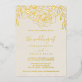 Gilded Floral | Hochzeit von Goldfräsen Folieneinladung (Vorderseite)