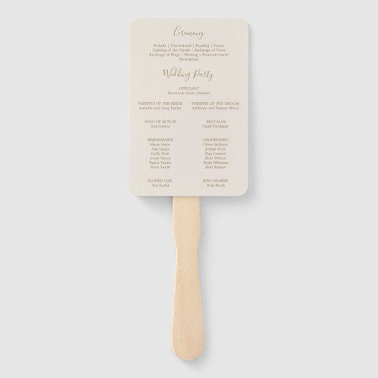 Gilded Floral | Hochzeitsprogramm für Schiffe und  Fächer (Rückseite)