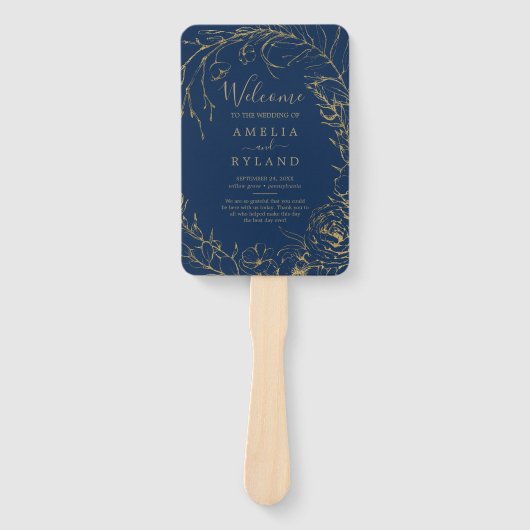 Gilded Floral | Hochzeitsprogramm für Schiffe und  Fächer (Vorderseite)