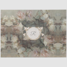 Gilded Floral Impressionism Monogram Decoupage Art Seidenpapier