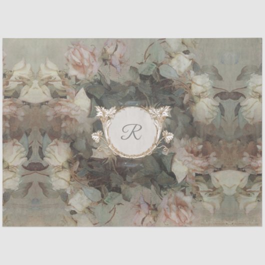 Gilded Floral Impressionism Monogram Decoupage Art Seidenpapier (Vorderseite)