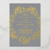 Gilded Floral | Lässige Hochzeit mit Goldfolie Folieneinladung (Vorderseite)