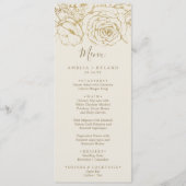 Gilded Floral | Menü für Hochzeitsessen mit Creme Menükarte (Vorderseite)