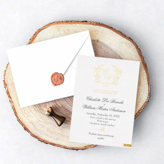 Gilded Floral Monogram Wedding Einladungen
