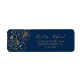 Gilded Floral | Navy & Gold Return Address Label (Vorne)