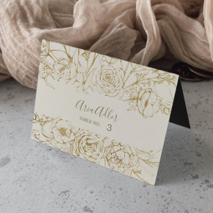 Gilded Floral   Platzkarten für Hochzeiten mit Cre Tischnummer