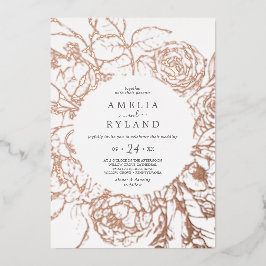 Gilded Floral | Rose Gold Foil Lässig Hochzeit Folieneinladung